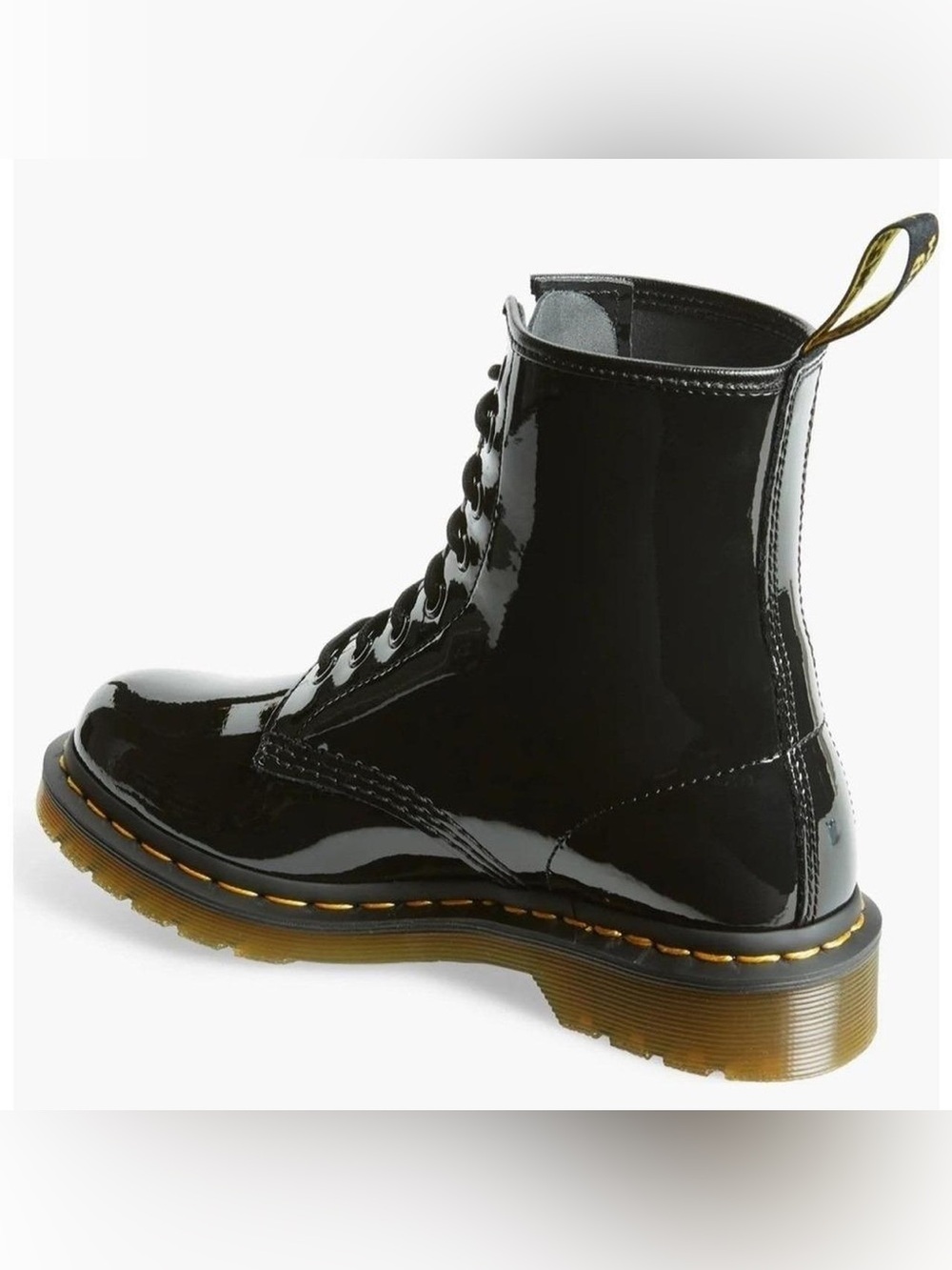 Dr. Martens invshiny black size 8 Worn 1x so new condition combat moto boots